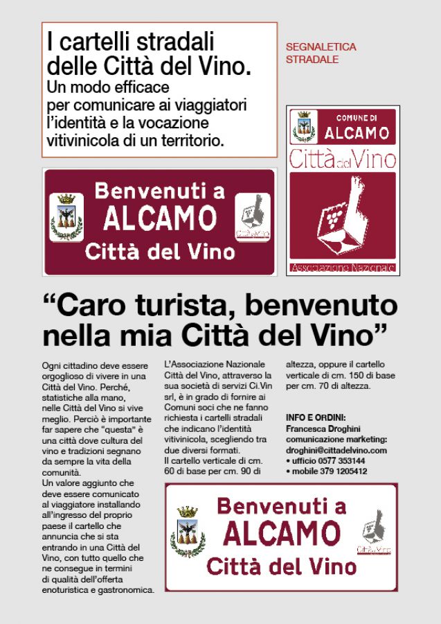 La segnaletica stradale delle Città del Vino